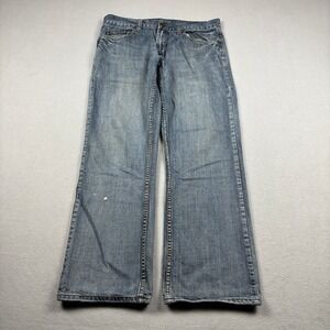Flypaper Mens Boot Cut Jeans 34x32 Medium Wash Distressed Denim Blue Pants